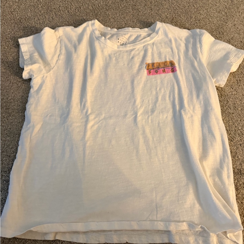 Billabong Kids White Tee with Pink and Gold Accents